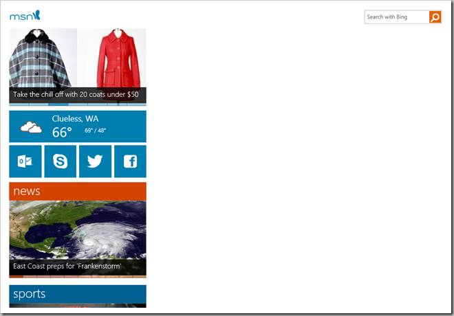 Windows 8 MSN Website Desktop Super Skinny