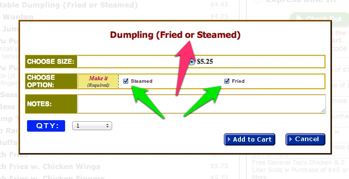 Checkboxes for an OR choice.